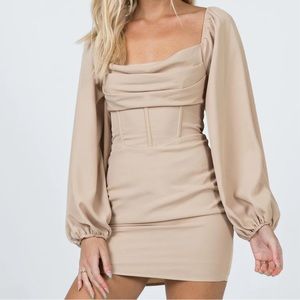 Princess Polly tan corset mini dress